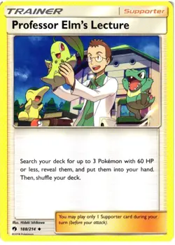 Professor Elm's Lecture 188/214 Uncommon Lost Thunder Pokemon Near Mint - Image 1