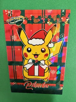 Pokemon 2024 Pikachu - Cracked Ice Holo - Christmas Card Database - Non TCG NM - Image 3