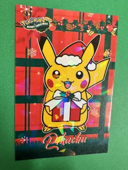 Pokemon 2024 Pikachu - Cracked Ice Holo - Christmas Card Database - Non TCG NM - Image 4