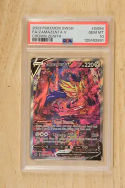 2023 POKEMON SWORD AND SHIELD CROWN ZENITH #GG54 FA/ZAMAZENTA V PSA 10 - Image 1