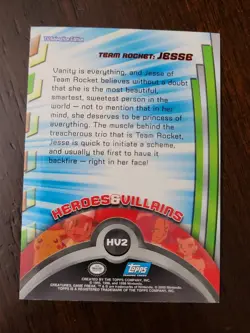 NM! JESSE HV2 - SILVER HOLO FOIL Topps POKEMON BLUE LOGO - HEROES & VILLAINS TV - Image 2
