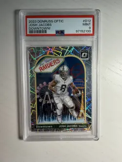 Panini 2023 Donruss Optic Downtown Josh Jacobs D-12 PSA 9 Las Vegas Raiders - Image 1