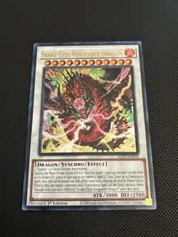 Yugioh! Snake-Eyes Vengeance Dragon (UR) ALIN-EN040 Ultra Rare 1st Edition NM - Image 1