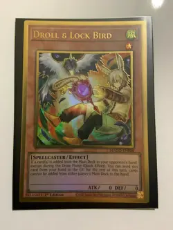 YU-GI-OH Droll & Lock Bird MAGO-EN006 1st Ed Premium GOLD Rare, NM - Image 1