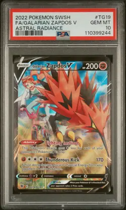 2022 Pokemon Sword & Shield Astral Radiance Galarian Zapdos V Fa Full Art PSA 10 - Image 1