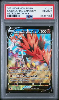 2022 POKEMON SWORD & SHIELD ASTRAL RADIANCE FULL ART/GALARIAN ZAPDOS V PSA 10 - Image 1