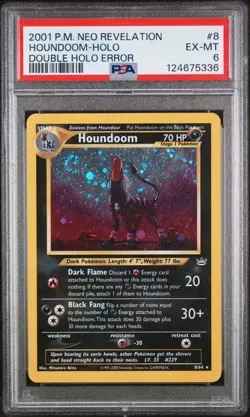 HOUNDOOM 2001 Pokemon Neo revelation DOUBLE HOLO ERROR #8 PSA 6 New Cert Swirl - Image 1