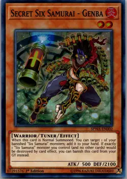 Secret Six Samurai - Genba SPWA-EN002 Super Rare Spirit Warriors Yu-Gi-Oh LP - Image 1