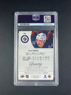 Cole Perfetti Young Guns PSA 10 #466 - 2021-22 Upper Deck Series 2 RC GEM MINT - Image 2