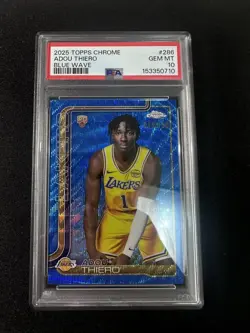 2025-26 Topps Chrome - Adou Thiero #286 Blue Wave Refractor /150 RC PSA 10 KB68 - Image 1