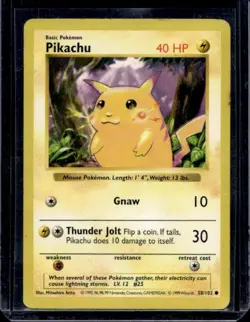 Pokemon Card Pikachu Shadowless Base Set RED CHEEKS 58/102 MP Read - Image 1