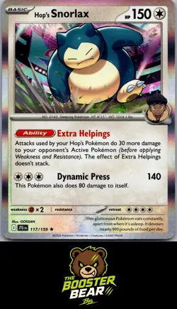 Hop's Snorlax 117/159 R Journey Together Pokemon NM/M - Image 1