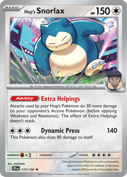 Hop's Snorlax 117/159 R Journey Together Pokemon NM/M - Image 4