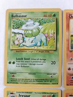 Vintage Pokemon Base Set Card Lot – Starters Pikachu Eevee Bulbasaur Charmander - Image 3