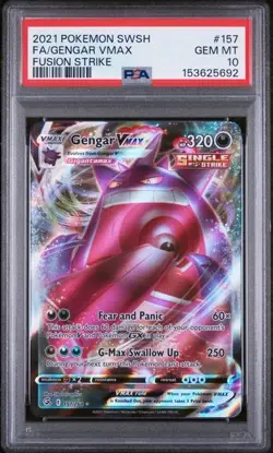 PSA 10 Gengar Vmax 157/264 Pokemon Fusion Strike Full Art Sword Shield - Image 1