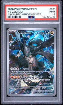 2026 POKEMON ASCENDED HEROES POKEMON CENTER ETB PROMO #031 N'S ZEKROM PSA 9 - Image 1