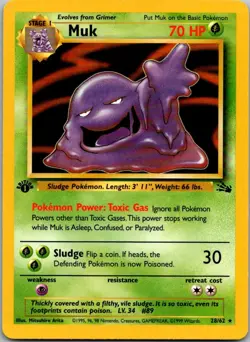 Muk 28/62 Rare Fossil Pokemon 1st Edition Lightly Played - Image 1