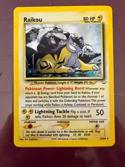Pokemon Raikou 13/64 Neo Revelation Holo Rare English HP80 Basic Sugimori - Image 1