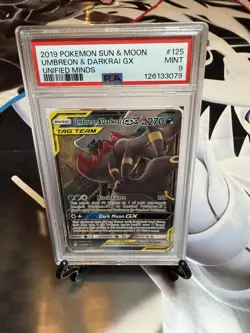 Pokemon Sun & Moon Unified Minds Umbreon Darkrai GX Card 125/236 Graded PSA 9 - Image 1