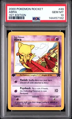 2000 POKEMON ROCKET 1ST EDITION #49 ABRA PSA 10 - Image 1