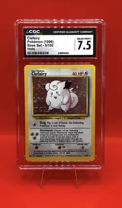 Pokemon TCG Clefairy 5/102 Base Set Holo Rare Basic English Wizards CGC 7.5 - Image 1