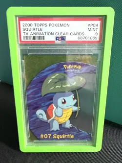 2000 Topps Pokemon TV Animation Clear Cards Squirtle #PC4 PSA 9 MINT - Image 1