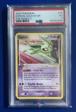 2007 POKEMON CARD POP SERIES 5 ESPEON-GOLD STAR 16/17 PSA 3 VG - Image 1