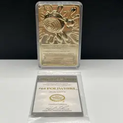 Pokemon 1999 Burger King 24K Gold Plated Card Poliwhirl With Case And COA - Image 2