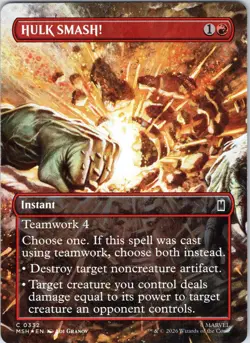 HULK SMASH! (Borderless) 332 Marvel Super Heroes Magic: The Gathering Foil NM - Image 1
