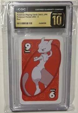 Nintendo CGC Pristine 10 Mewtwo Pocket UNO Japanese 2021 #9 Red - Image 1