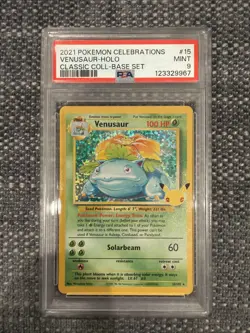 2021 Pokemon Celebrations Classic Collection Venusaur Holo Card #15 PSA 9 Mint - Image 1