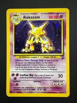 Alakazam 1/130 Pokemon Base Set 2 Holo Rare Lightly Played 2000 - Image 1