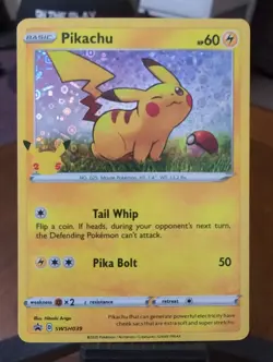 Pokemon Pikachu SWSH039 25th Anniversary Promo Holo Near Mint - Image 1