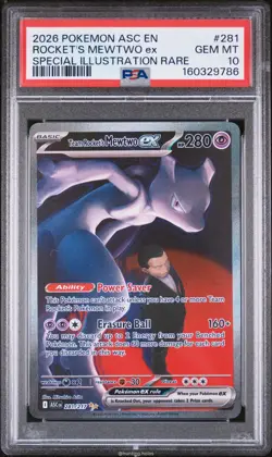 Team Rocket's Mewtwo EX 281/82 PSA 10 Ascended Heroes Pokemon Alt Art - Image 1