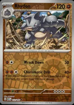 Rhydon 112/165 Uncommon 151 Pokemon Reverse Holo Near Mint - Image 1