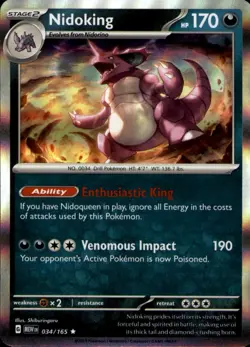 Nidoking 034/165 Rare 151 Pokemon Holo Near Mint - Image 1