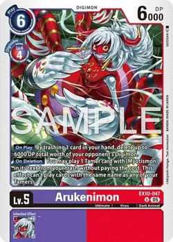 1x EX10-047 Arukenimon Sinister Order Digimon Card Game x1 - Image 1