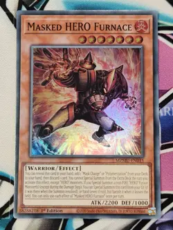 YUGIOH MZMU-EN015 MASKED HERO FURNACE SUPER RARE 1ST EDITION - Image 1