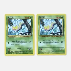Weedle 69/102 Base Set Pokemon Card Bundle x2 Vintage WOTC Common - Image 1