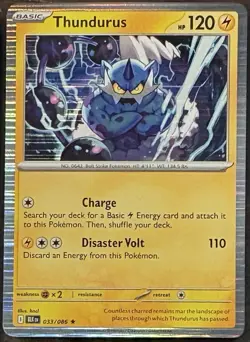 Thundurus Pokemon Card - Basic, Charge, Disaster Volt, Rare 033/086 - Image 1