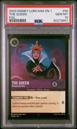 Disney Lorcana The First Chapter The Queen - Wicked and Vain #56 FOIL PSA 10 - Image 1
