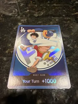 Dodgers x One Piece Luffy Promo Card FLAWLESS CONDITION POTENTIAL 10 - Image 1