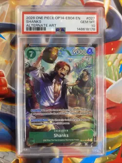 2026 One Piece Shanks OP14-027 Alt Art PSA 10 GEM MINT Four Emperors 🔥 - Image 1
