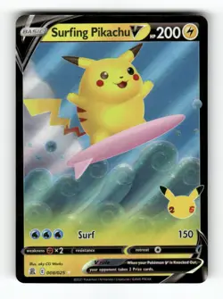 Surfing Pikachu V - 008/025 - Celebrations - Pokemon - V Rare - Holo NM - Image 1
