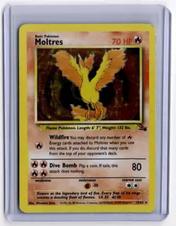 Moltres 12/62 Unlimited Fossil Holo Rare Pokemon Card - Image 1