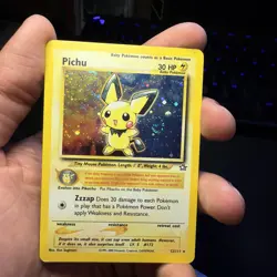 Pokemon TCG Pichu 12/111 Neo Genesis Holo Swirl MP - Image 1