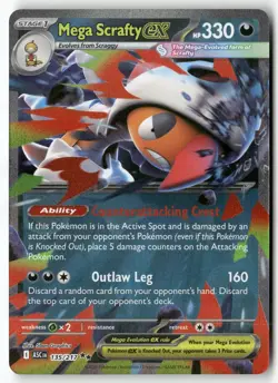 Mega Scrafty ex 135/217 Double Rare Ascended Heroes Pokemon Holo Near Mint - Image 1