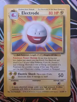 Pokemon TCG - Electrode 21/102 - Non Holo Rare - Base Set Unlimited Vintage 1999 - Image 1