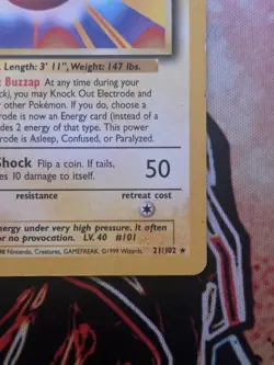 Pokemon TCG - Electrode 21/102 - Non Holo Rare - Base Set Unlimited Vintage 1999 - Image 5