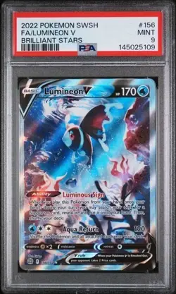 LUMINEON V #156 PSA 9 • 2022 POKEMON SWORD & SHIELD BRILLIANT STARS FULL ART - Image 1